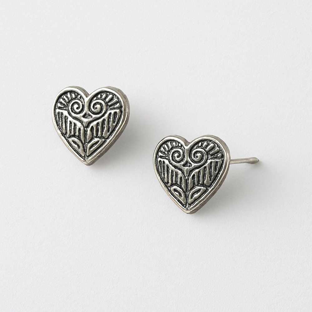 Brighton Silver Design Heart Stud Earrings